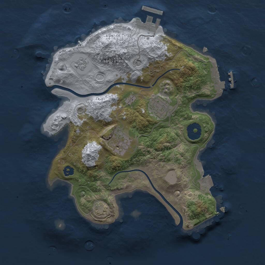 Rust Map: Procedural Map, Size: 2500, Seed: 1555268055, 8 Monuments