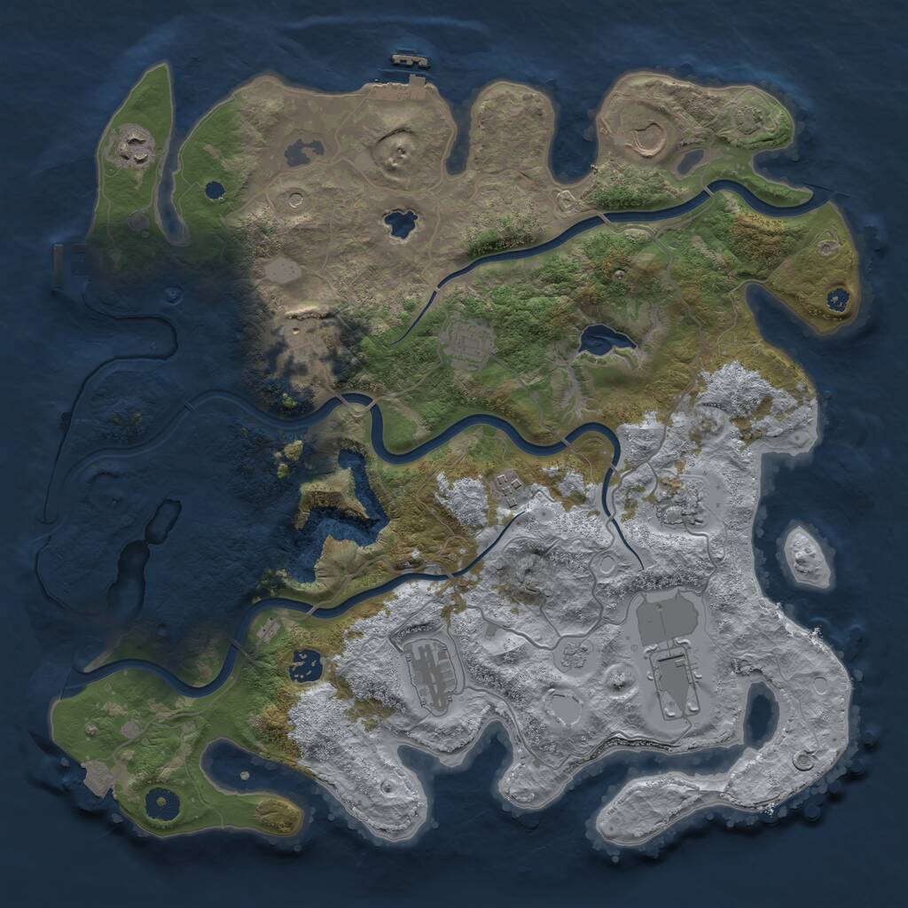 Rust Map: Procedural Map, Size: 4000, Seed: 237489247, 15 Monuments