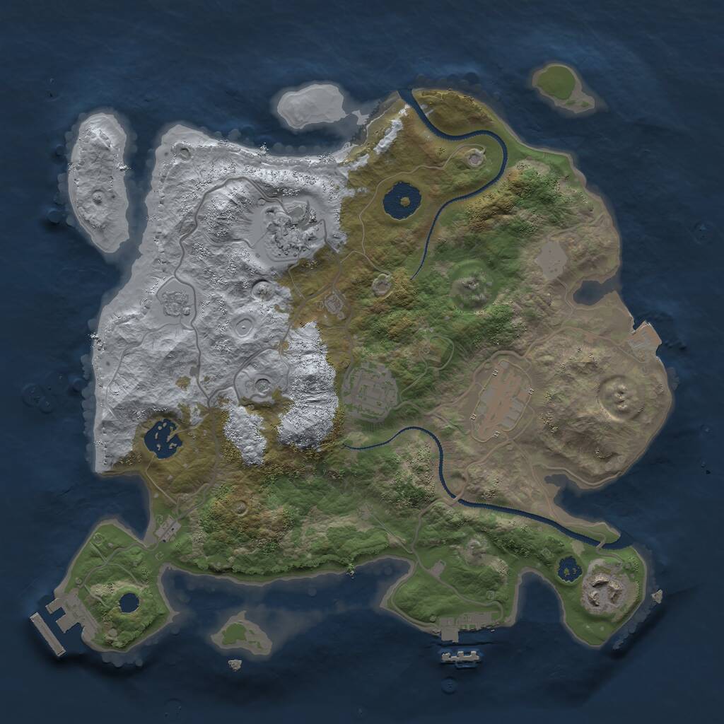 Rust Map: Procedural Map, Size: 3000, Seed: 1026409009, 10 Monuments