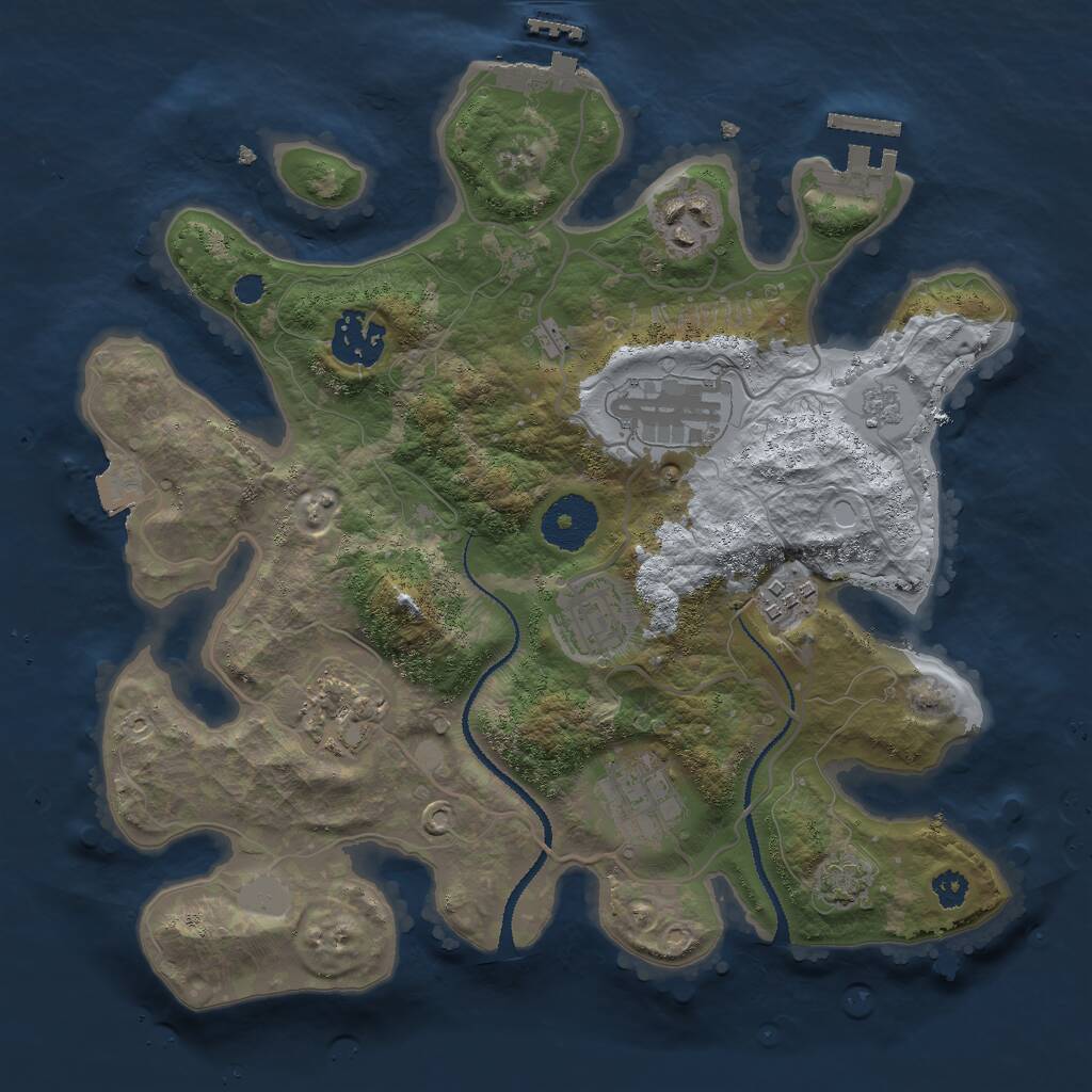 Rust Map: Procedural Map, Size: 3000, Seed: 64556, 12 Monuments