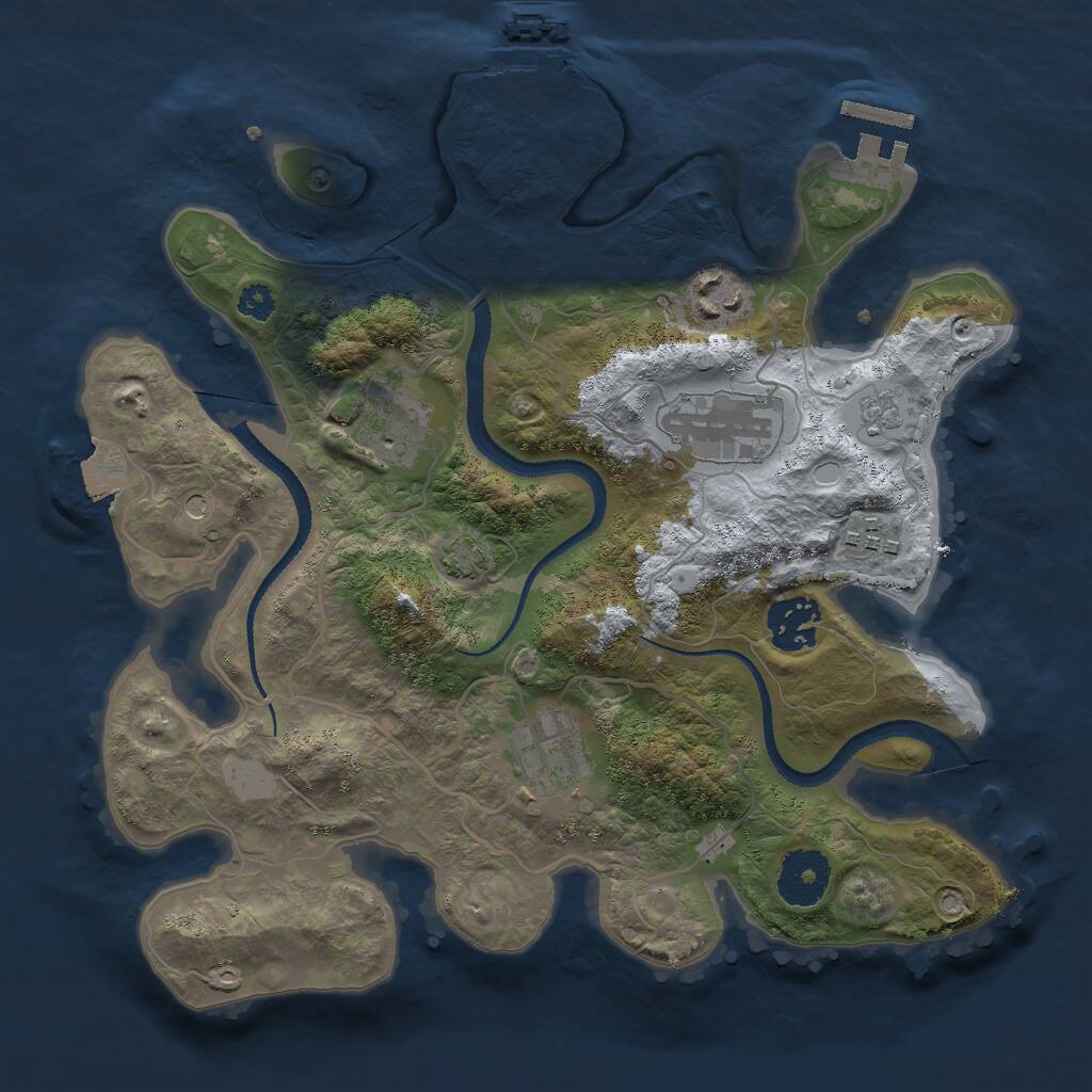 Rust Map: Procedural Map, Size: 3000, Seed: 64556, 12 Monuments