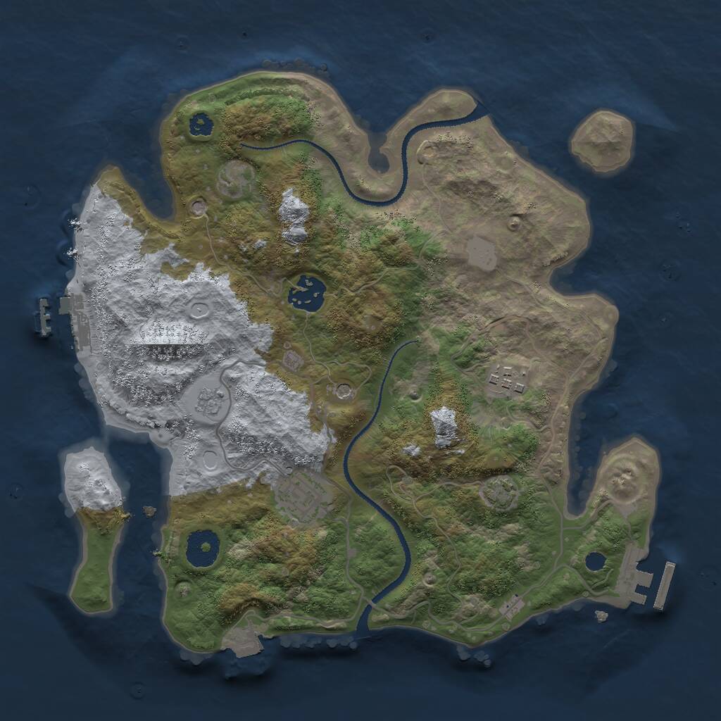 Rust Map: Procedural Map, Size: 3000, Seed: 17894, 9 Monuments