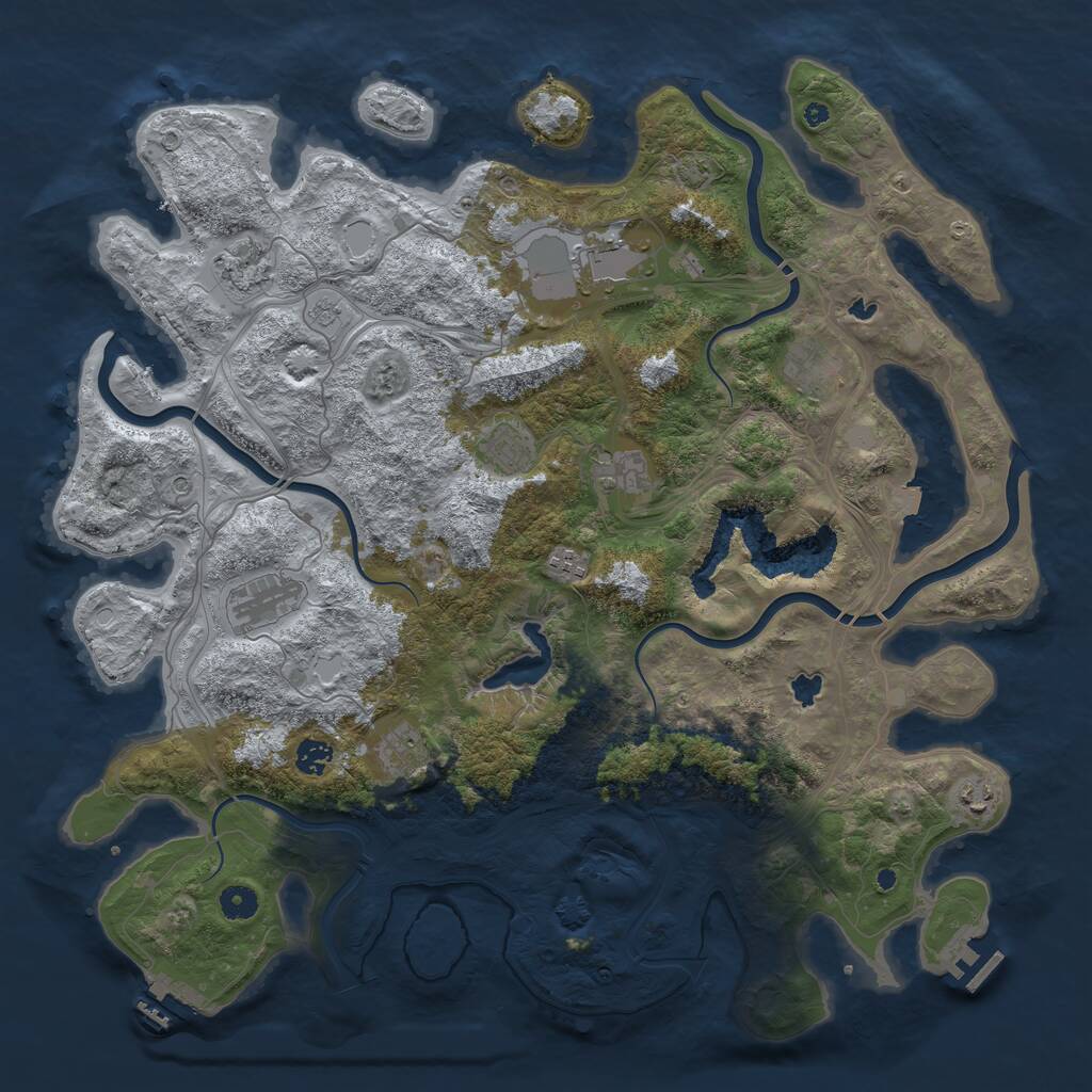 Rust Map: Procedural Map, Size: 4500, Seed: 55185, 16 Monuments