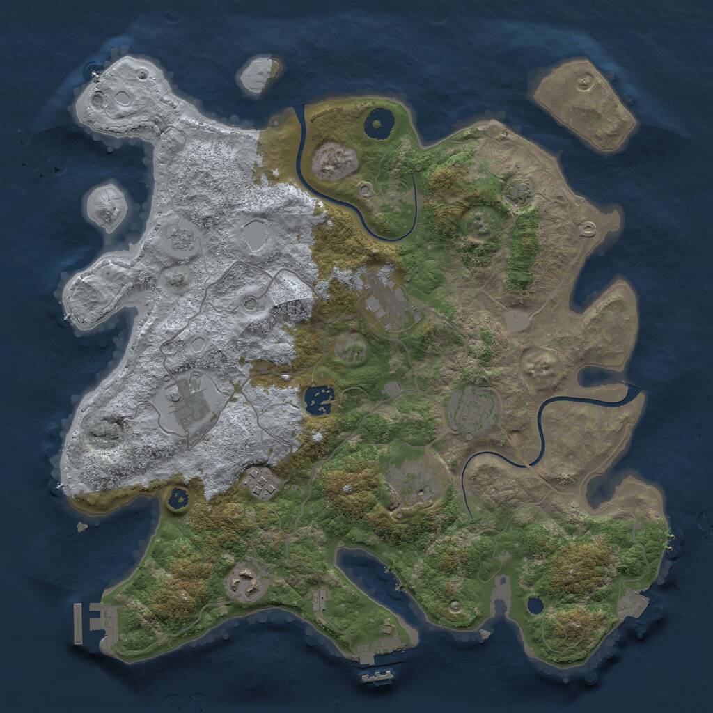 Rust Map: Procedural Map, Size: 3500, Seed: 320455347, 13 Monuments