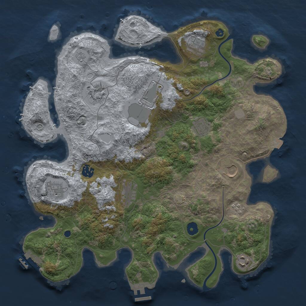 Rust Map: Procedural Map, Size: 3750, Seed: 564368039, 16 Monuments