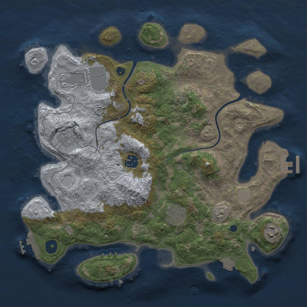 Rust Map: Procedural Map, Size: 3500, Seed: 4753267, 11 Monuments