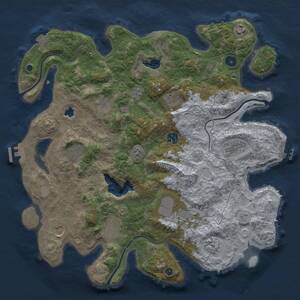 Thumbnail Rust Map: Procedural Map, Size: 4050, Seed: 1056668069, 17 Monuments