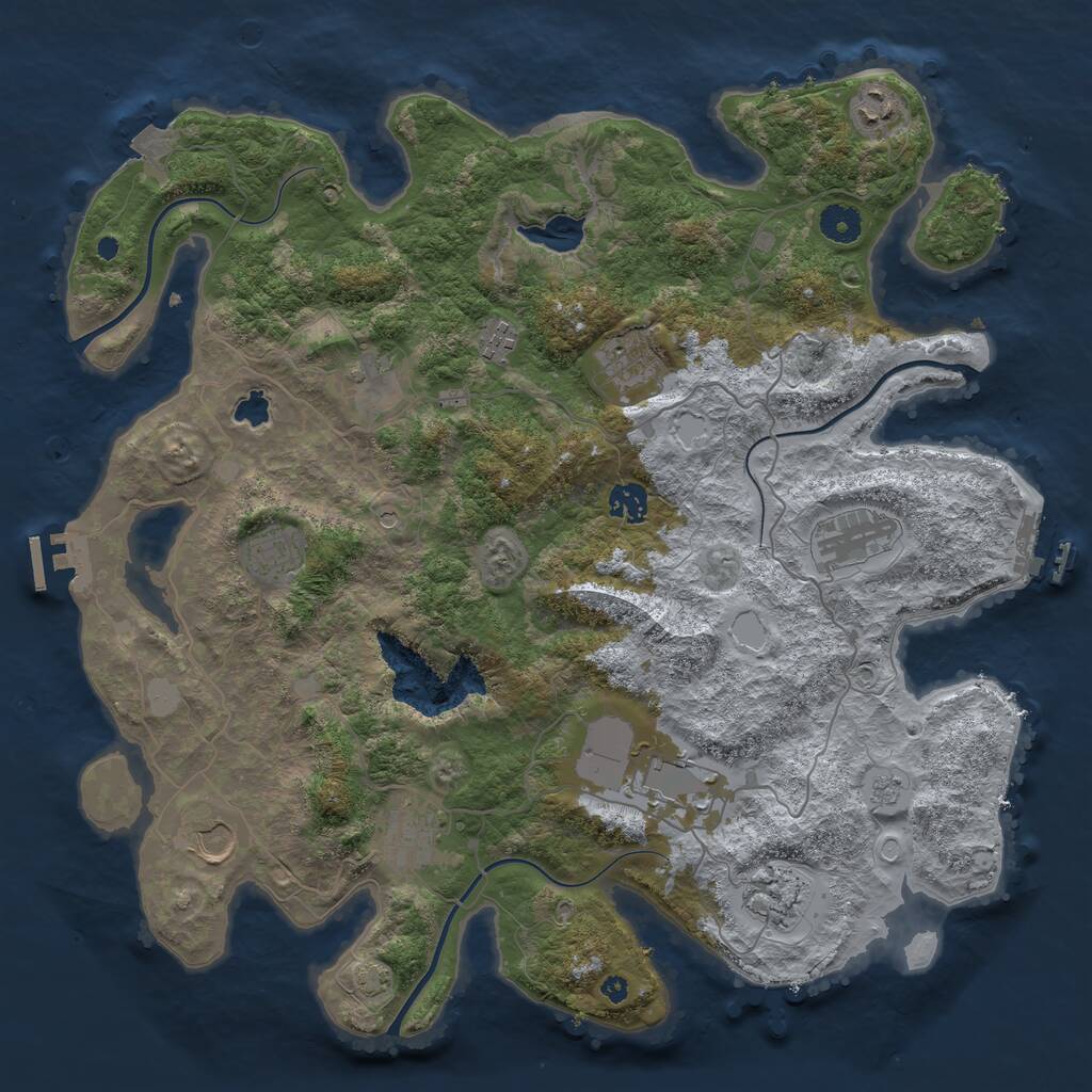 Rust Map: Procedural Map, Size: 4050, Seed: 1056668069, 17 Monuments