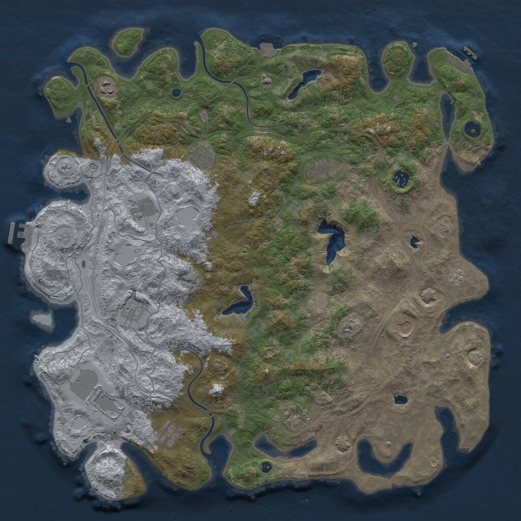 Rust Map: Procedural Map, Size: 4800, Seed: 428700211, 17 Monuments
