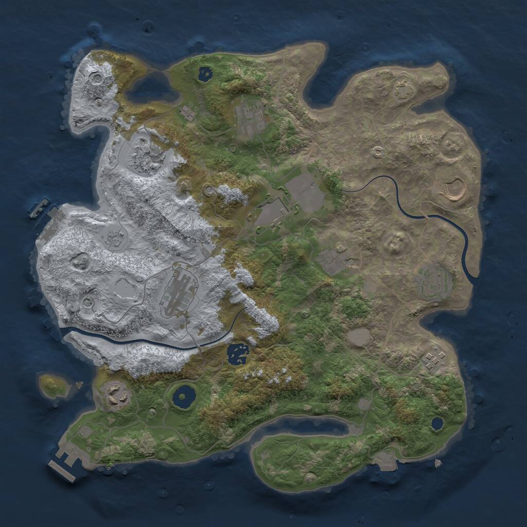Rust Map: Procedural Map, Size: 3500, Seed: 9877564, 16 Monuments