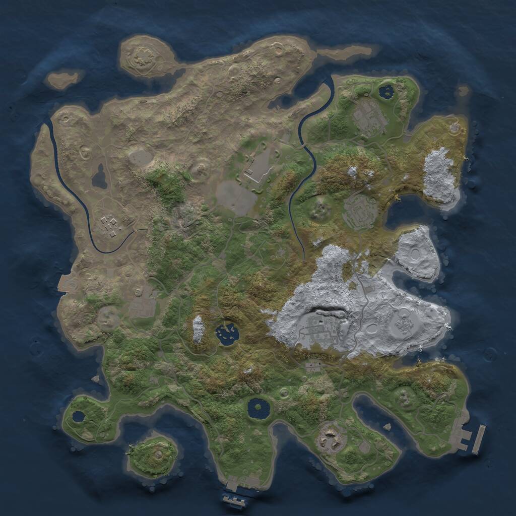 Rust Map: Procedural Map, Size: 3500, Seed: 1359924886, 13 Monuments