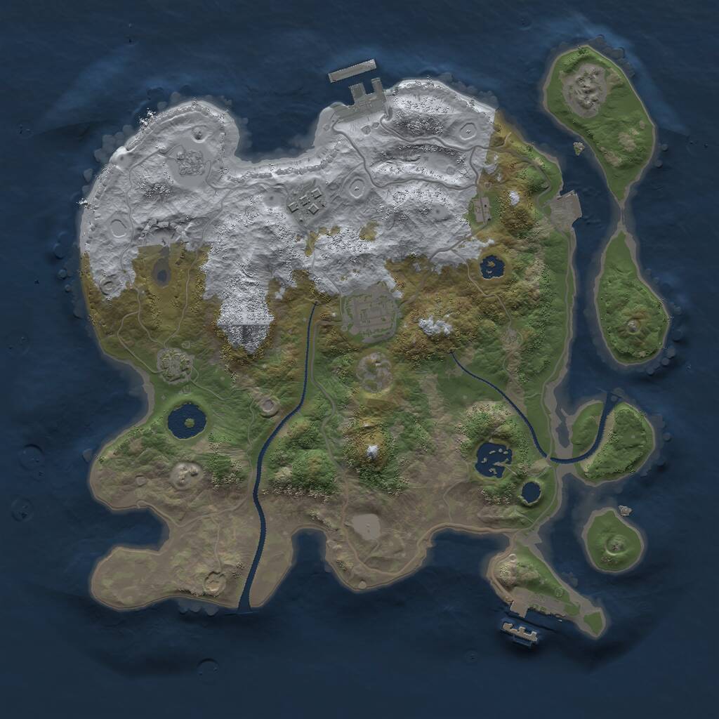 Rust Map: Procedural Map, Size: 3000, Seed: 1089301490, 8 Monuments