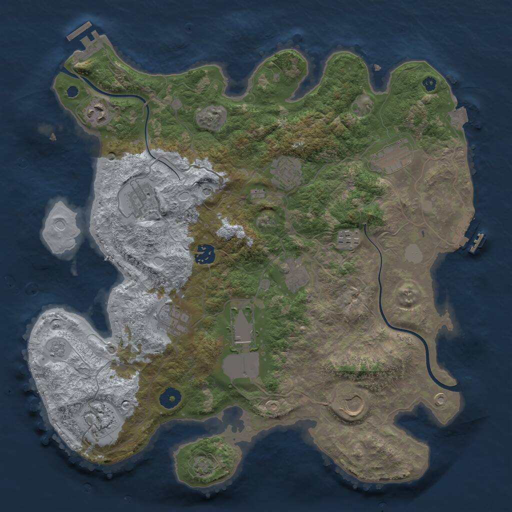 Rust Map: Procedural Map, Size: 3700, Seed: 581150667, 17 Monuments