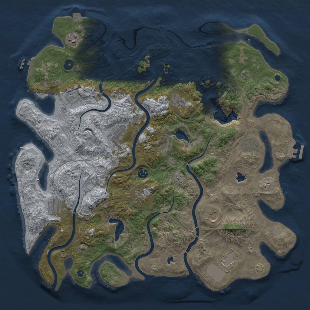 Rust Map: Procedural Map, Size: 4500, Seed: 602200477, 17 Monuments