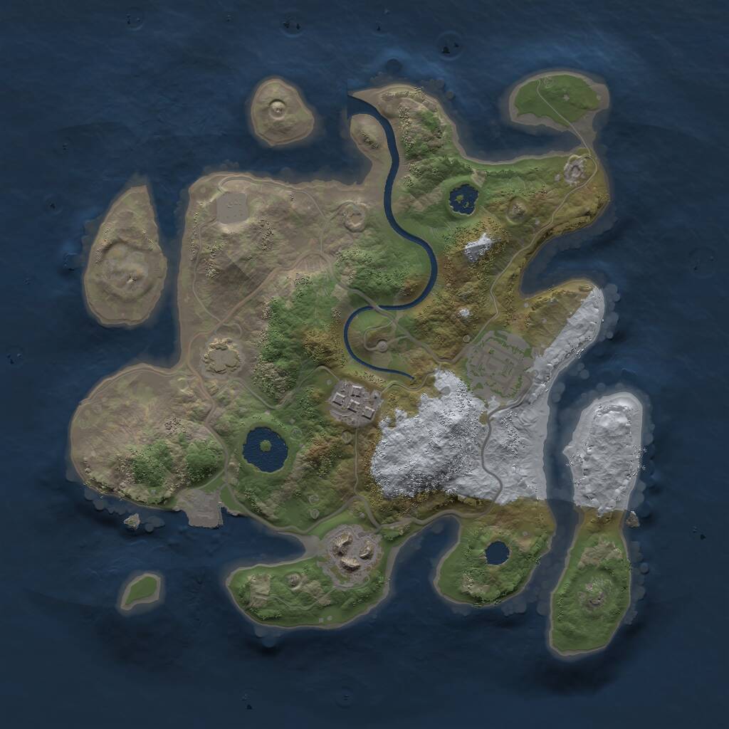 Rust Map: Procedural Map, Size: 2500, Seed: 2001999, 5 Monuments