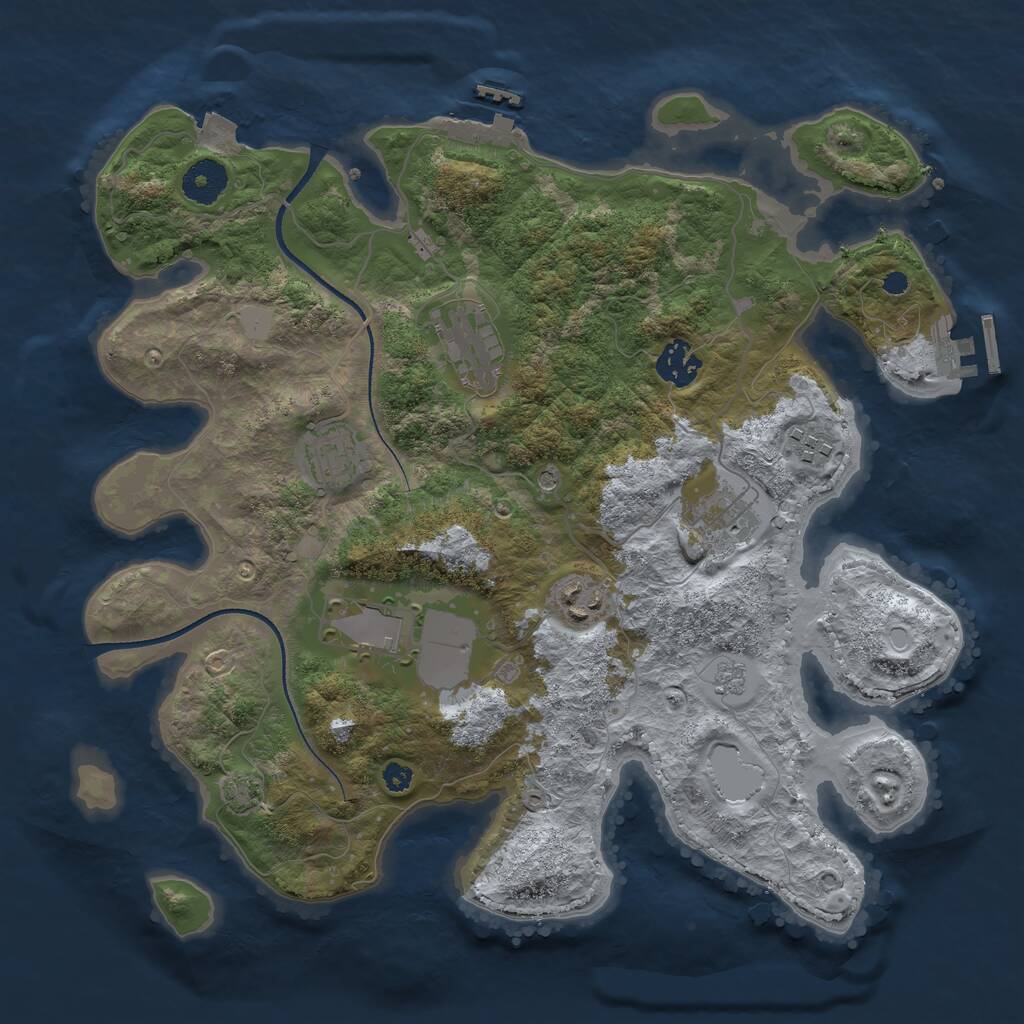 Rust Map: Procedural Map, Size: 3500, Seed: 1794, 13 Monuments