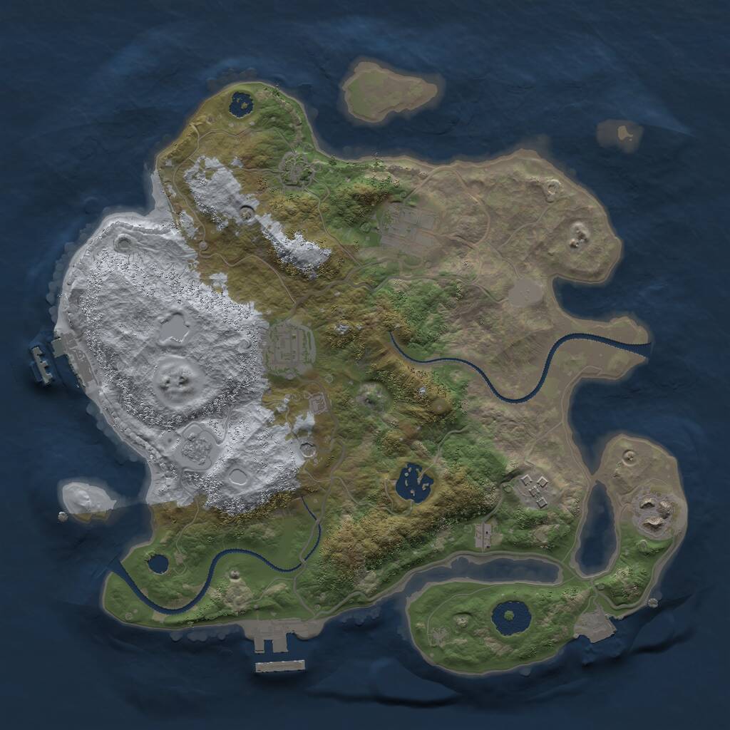Rust Map: Procedural Map, Size: 3000, Seed: 9877564, 11 Monuments