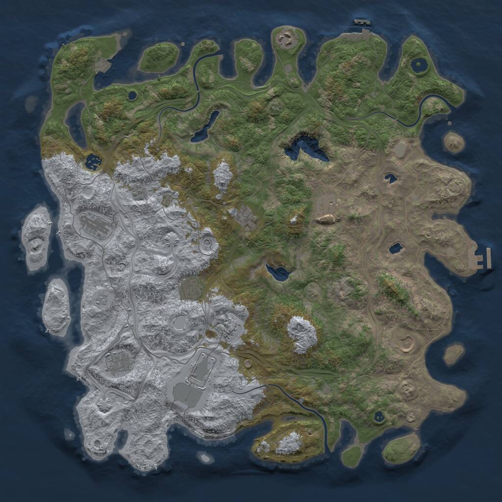 Rust Map: Procedural Map, Size: 4800, Seed: 467775605, 17 Monuments