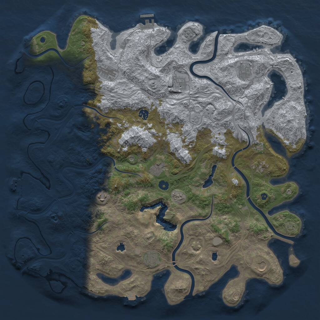 Rust Map: Procedural Map, Size: 4800, Seed: 884206988, 16 Monuments