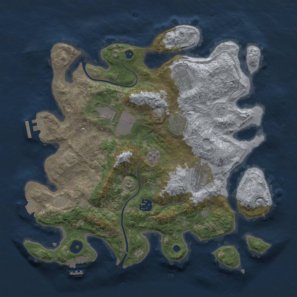 Rust Map: Procedural Map, Size: 3500, Seed: 786532, 11 Monuments