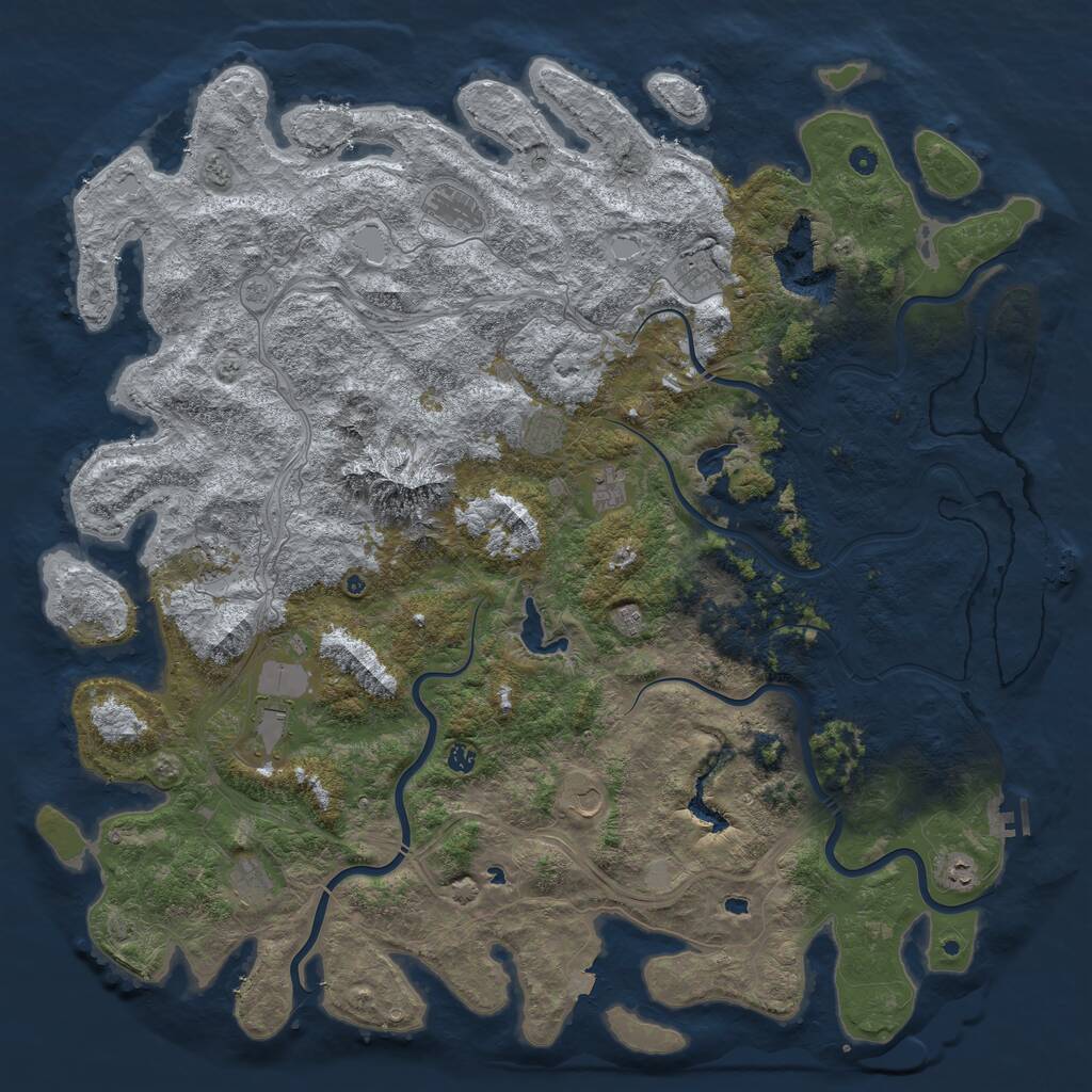 Rust Map: Procedural Map, Size: 5800, Seed: 1043760038, 17 Monuments