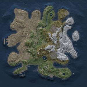 Thumbnail Rust Map: Procedural Map, Size: 3000, Seed: 725459270, 9 Monuments