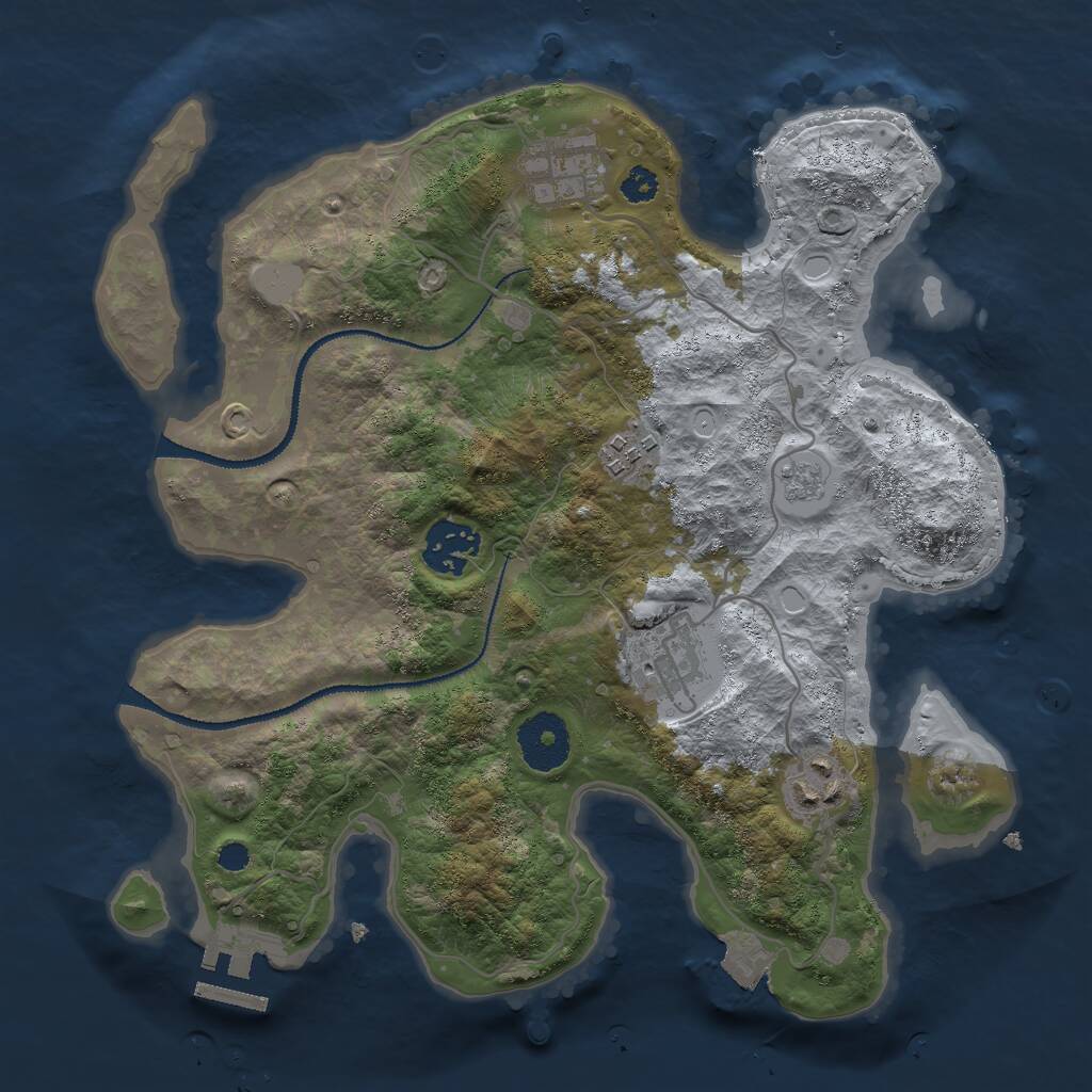 Rust Map: Procedural Map, Size: 3000, Seed: 3306, 8 Monuments