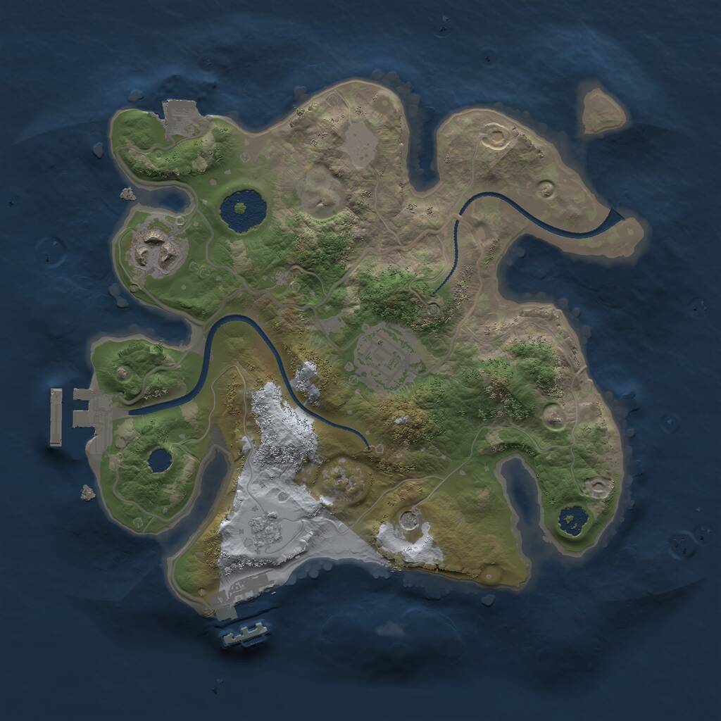 Rust Map: Procedural Map, Size: 2500, Seed: 600001, 7 Monuments