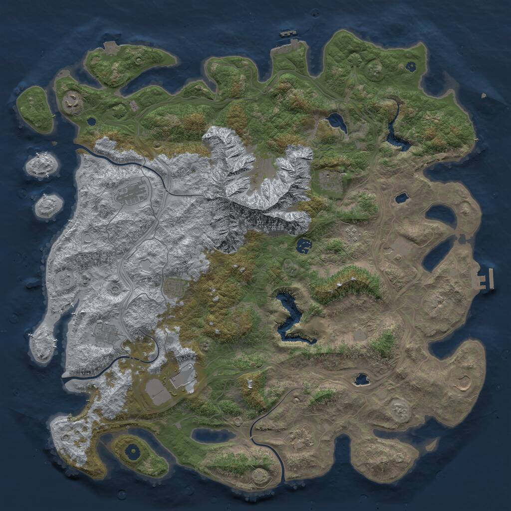 Rust Map: Procedural Map, Size: 5000, Seed: 1958291931, 17 Monuments