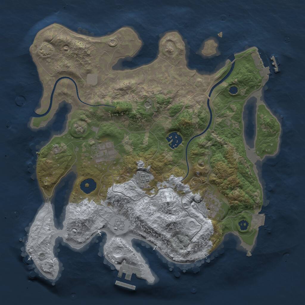 Rust Map: Procedural Map, Size: 3000, Seed: 1276449334, 10 Monuments