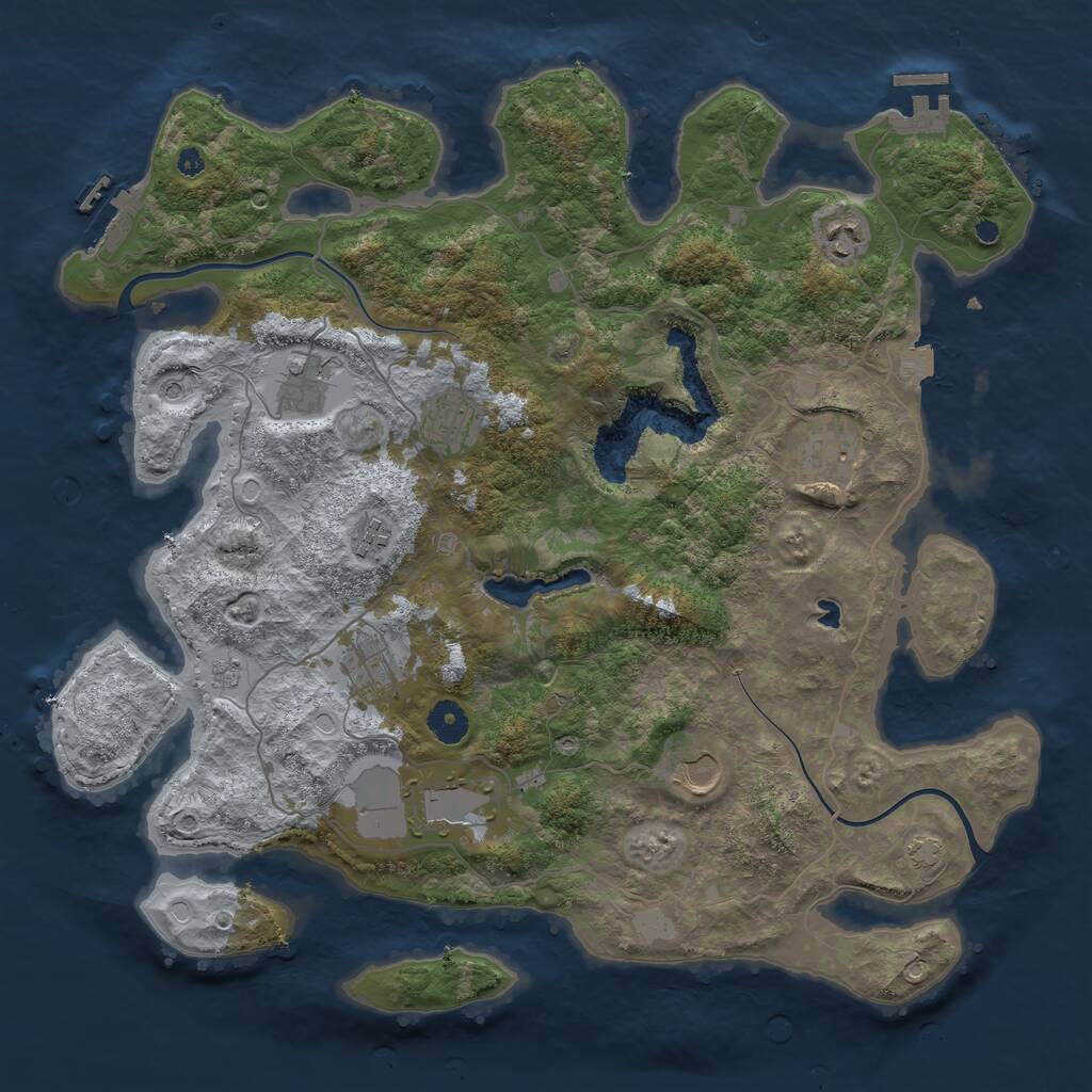 Rust Map: Procedural Map, Size: 4000, Seed: 2250, 14 Monuments
