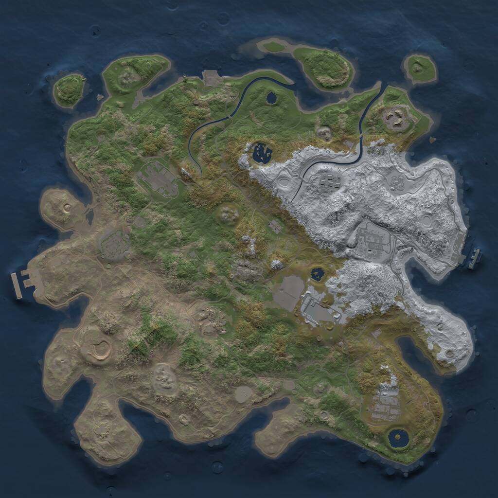 Rust Map: Procedural Map, Size: 3800, Seed: 1111, 15 Monuments