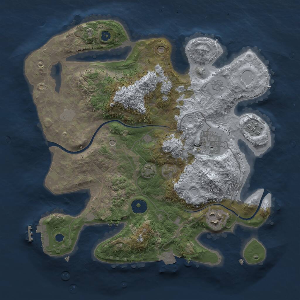 Rust Map: Procedural Map, Size: 3000, Seed: 446722086, 8 Monuments