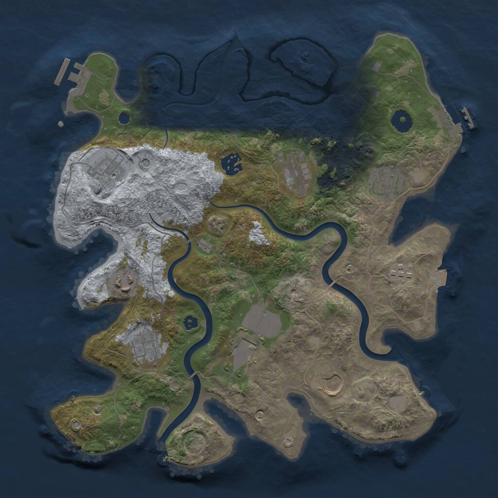 Rust Map: Procedural Map, Size: 3500, Seed: 1367833556, 14 Monuments
