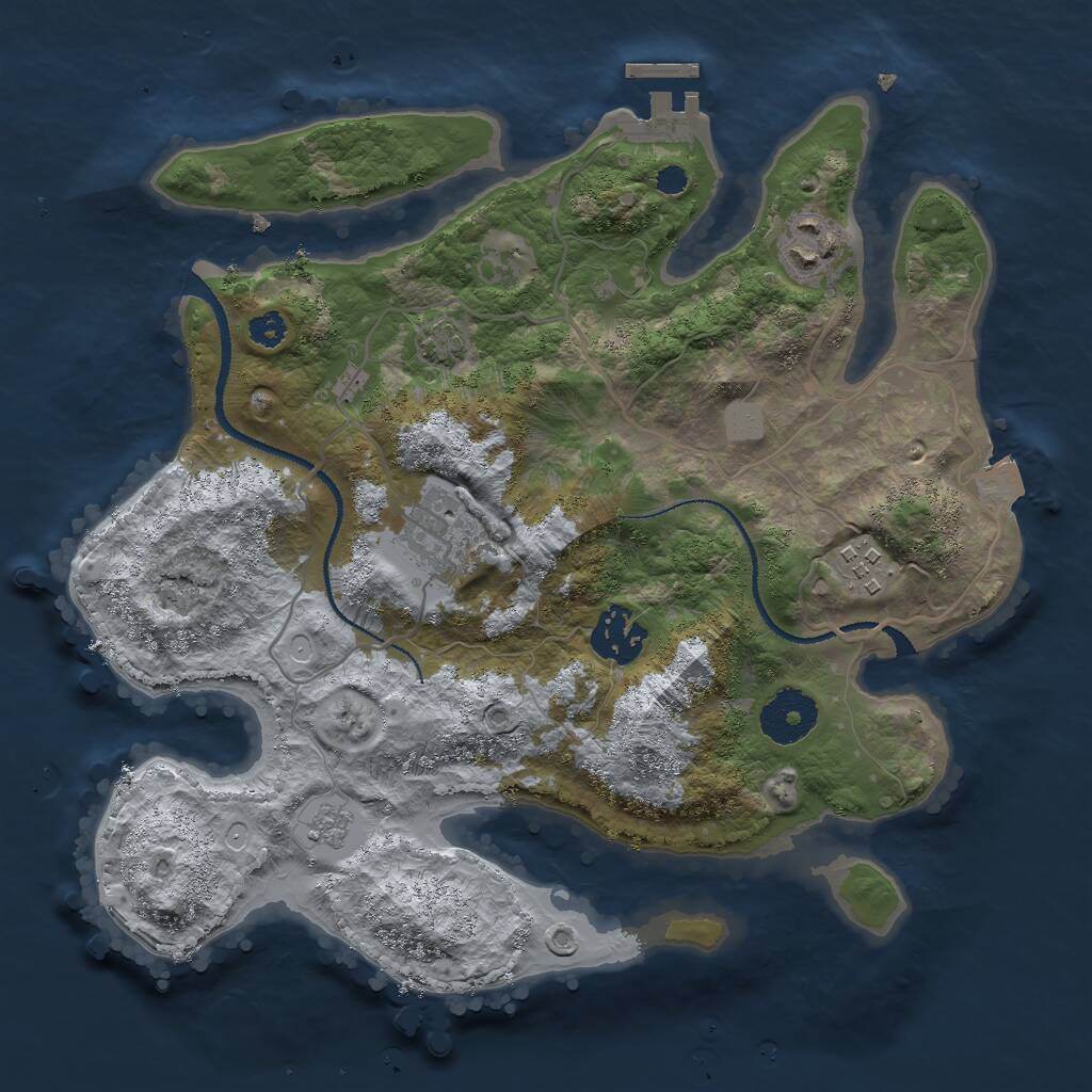Rust Map: Procedural Map, Size: 3000, Seed: 542632, 8 Monuments