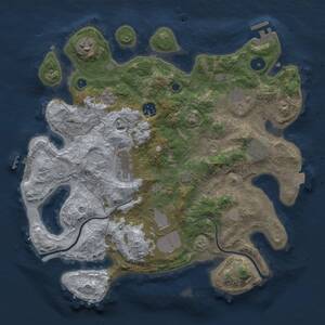 Thumbnail Rust Map: Procedural Map, Size: 3500, Seed: 64381935, 13 Monuments