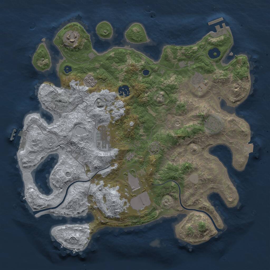 Rust Map: Procedural Map, Size: 3500, Seed: 64381935, 13 Monuments