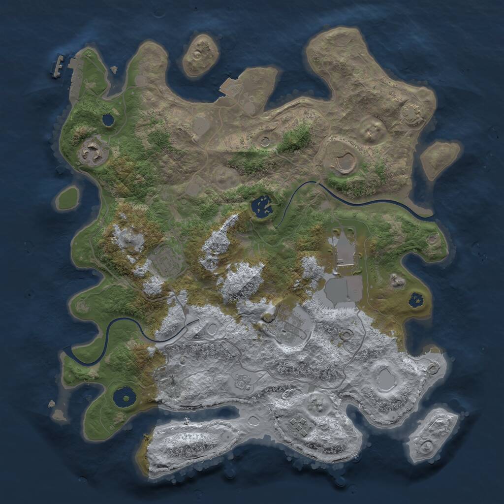 Rust Map: Procedural Map, Size: 3500, Seed: 775697340, 12 Monuments