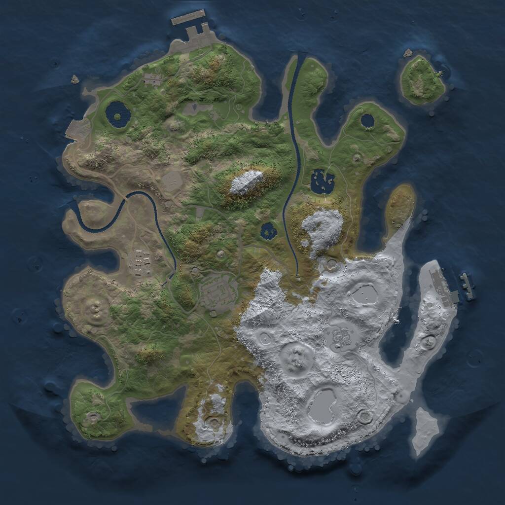 Rust Map: Procedural Map, Size: 3000, Seed: 142314386, 8 Monuments