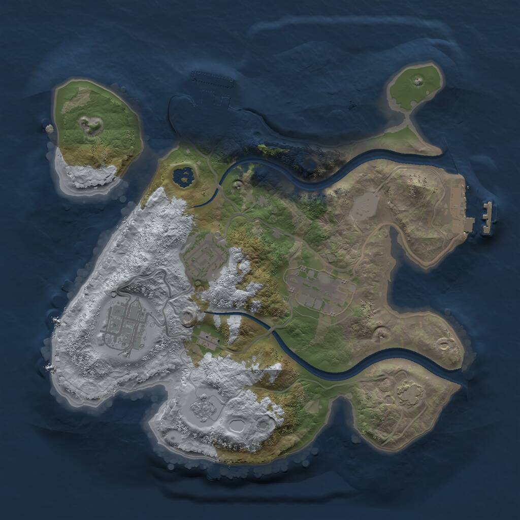 Rust Map: Procedural Map, Size: 2500, Seed: 973465570, 8 Monuments