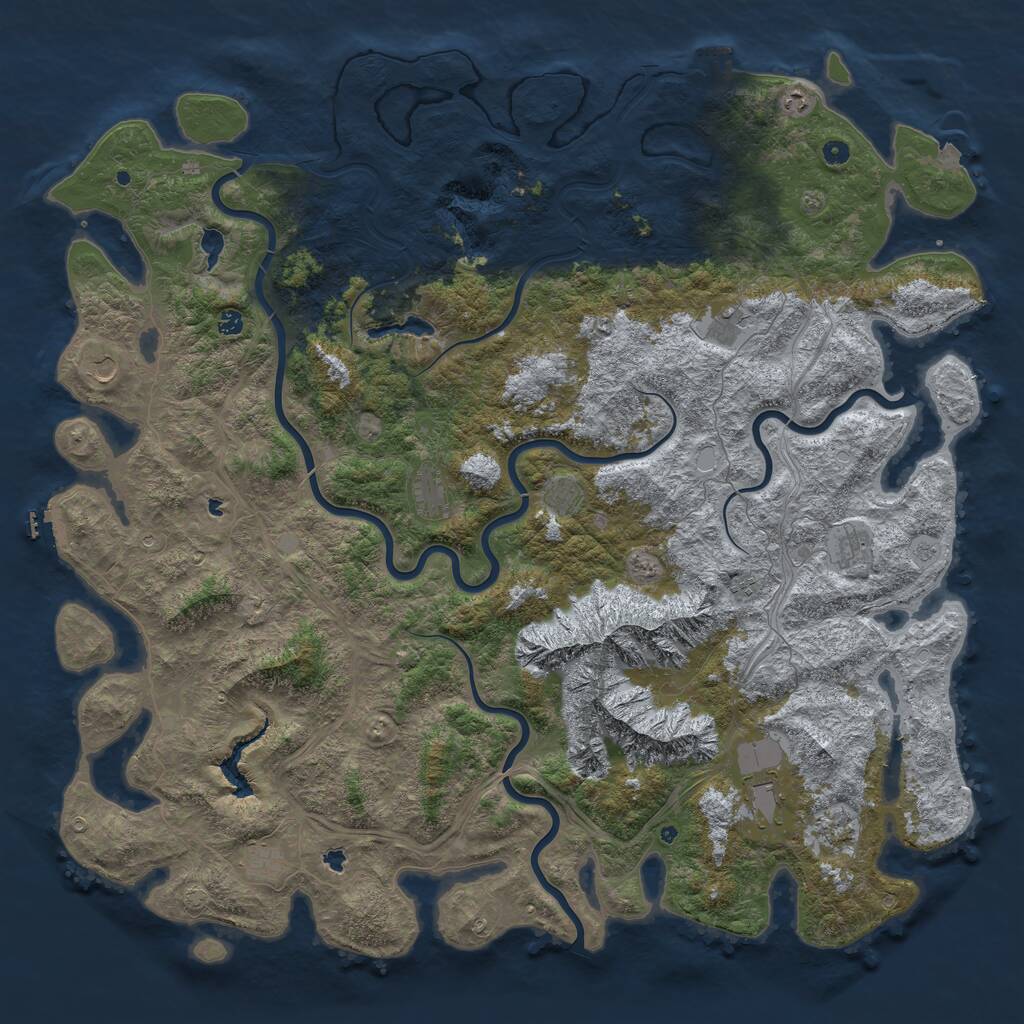 Rust Map: Procedural Map, Size: 6000, Seed: 3918765, 17 Monuments