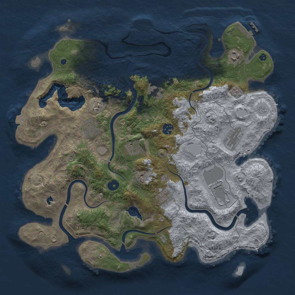 Rust Map: Procedural Map, Size: 4050, Seed: 744470371, 15 Monuments