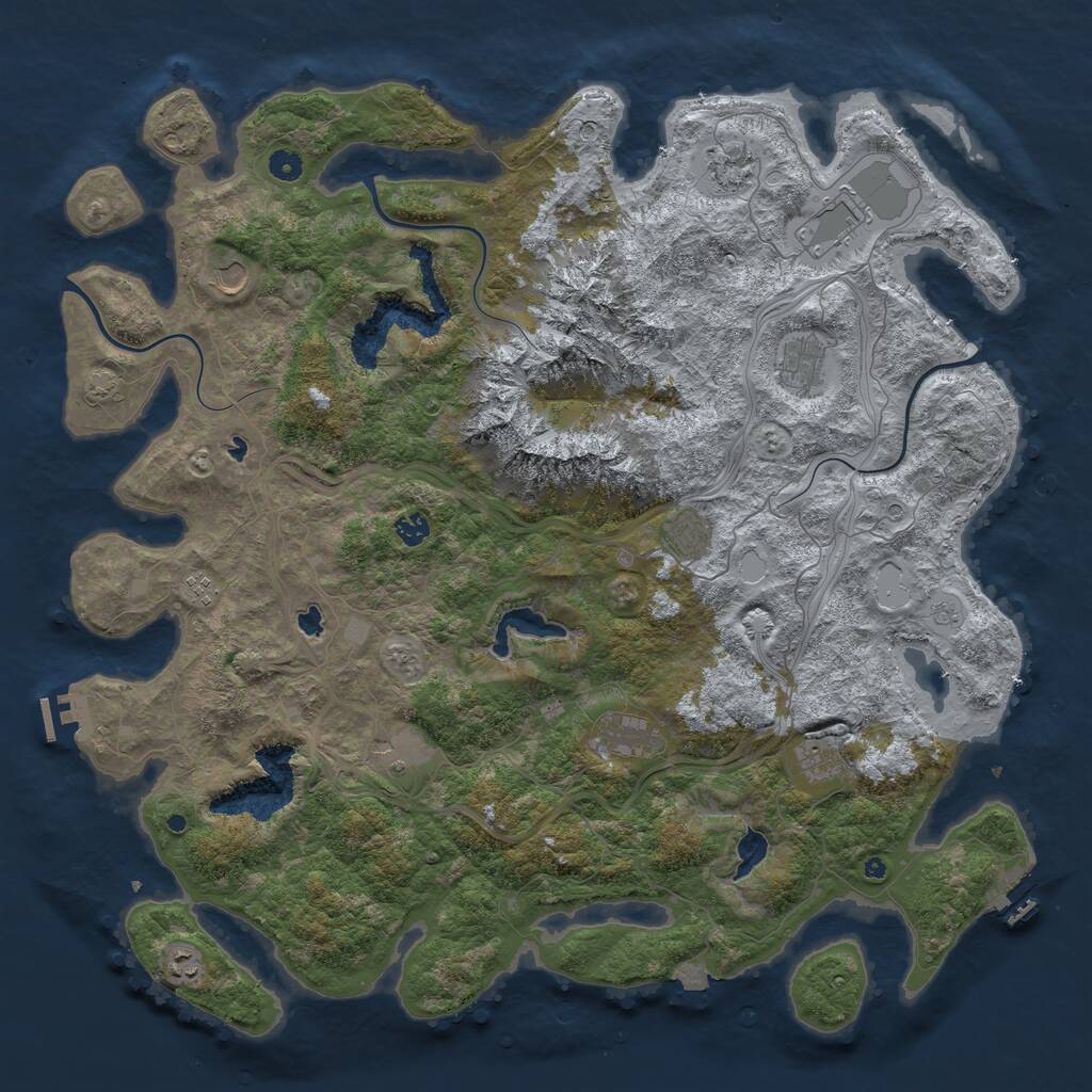 Rust Map: Procedural Map, Size: 5000, Seed: 53443535, 17 Monuments