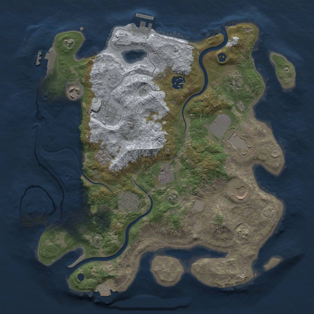 Rust Map: Procedural Map, Size: 3500, Seed: 2065724967, 15 Monuments