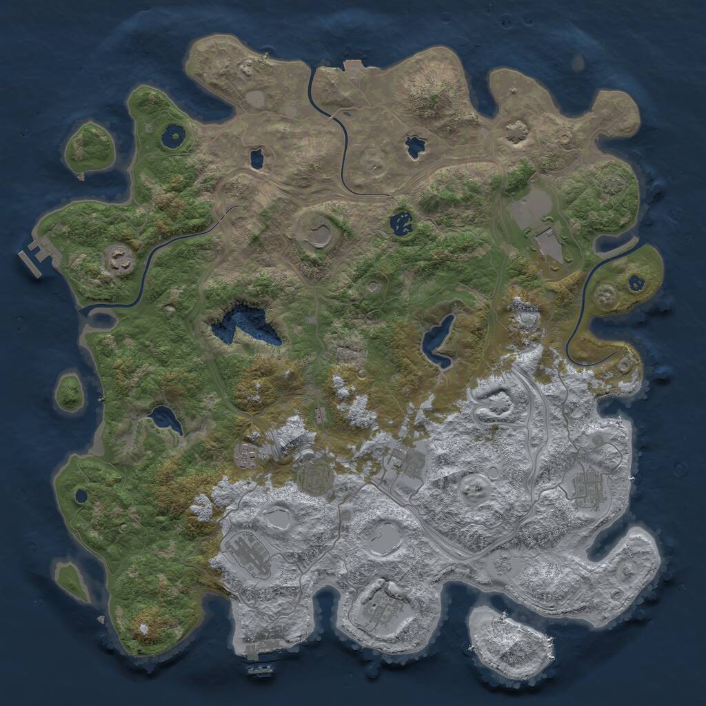 Rust Map: Procedural Map, Size: 4500, Seed: 989625825, 17 Monuments