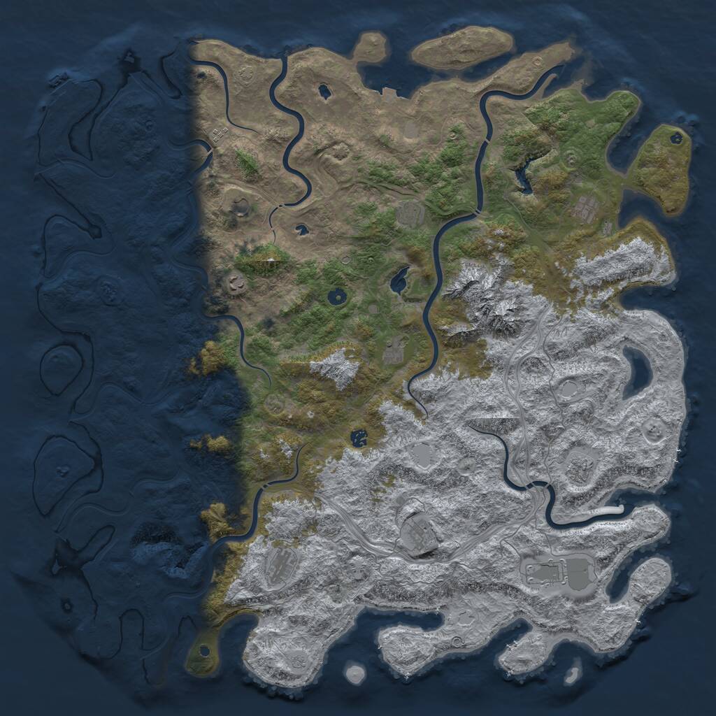 Rust Map: Procedural Map, Size: 6000, Seed: 98638288, 17 Monuments