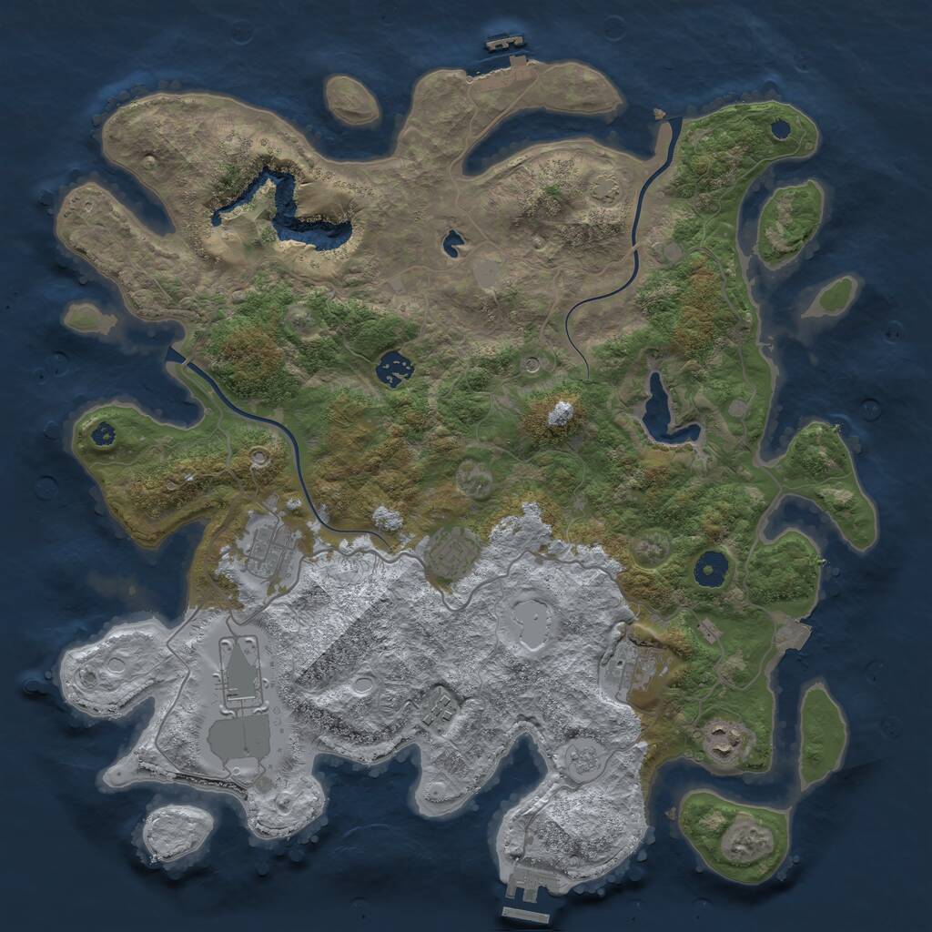 Rust Map: Procedural Map, Size: 4000, Seed: 1222414876, 13 Monuments