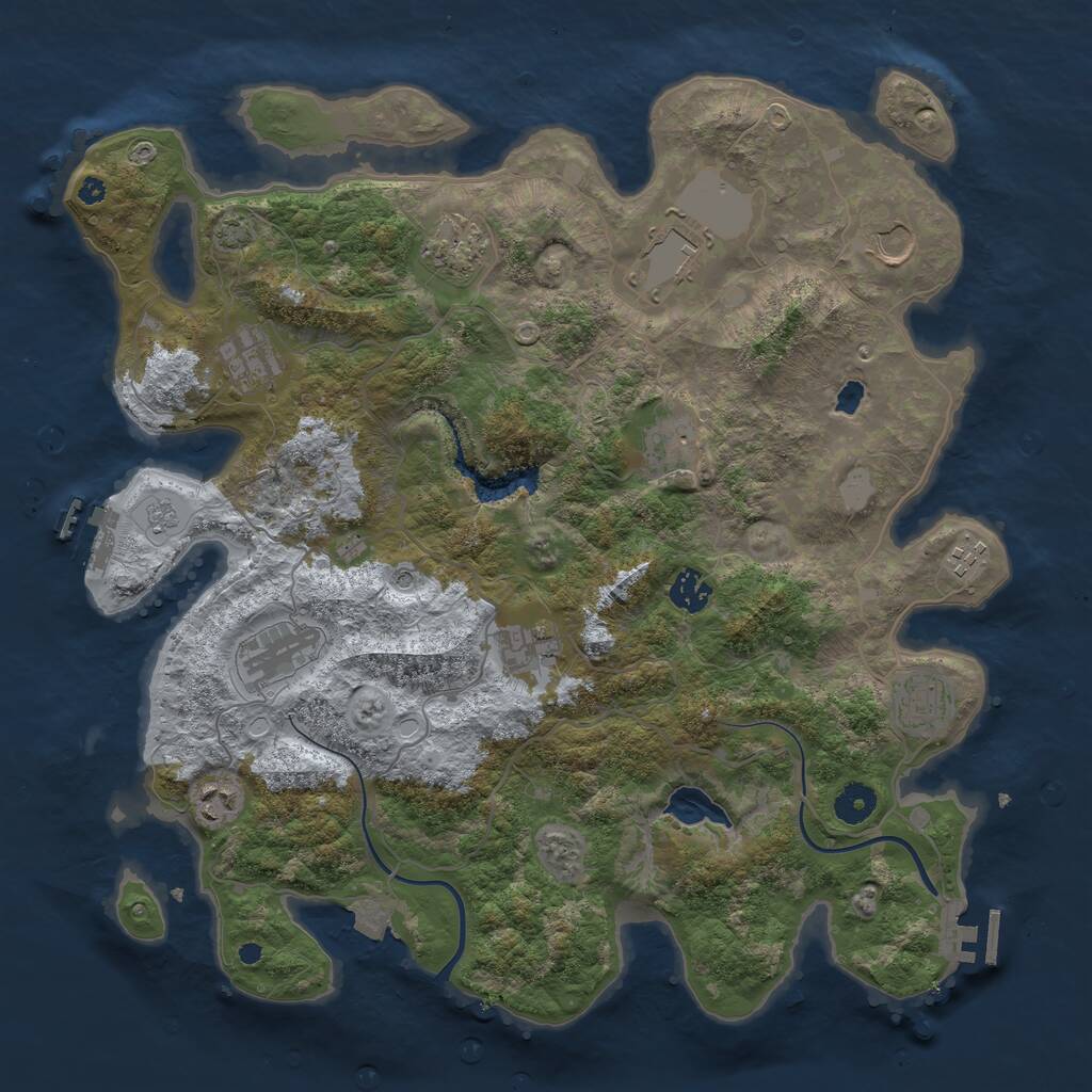 Rust Map: Procedural Map, Size: 4000, Seed: 1446811675, 17 Monuments