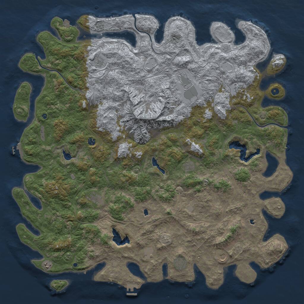 Rust Map: Procedural Map, Size: 6000, Seed: 1110996271, 17 Monuments