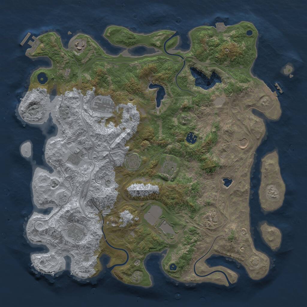 Rust Map: Procedural Map, Size: 4250, Seed: 218277722, 17 Monuments